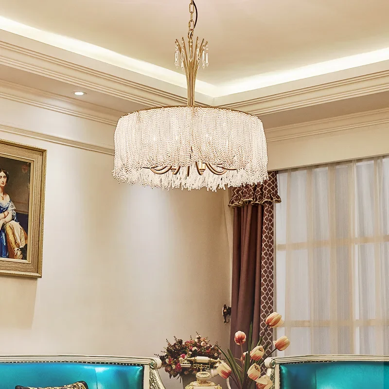 

YECTSKIAmerican crystal lamp, French light luxury tassel, living room, dining room, bedroom, luxurious crystal chandelier