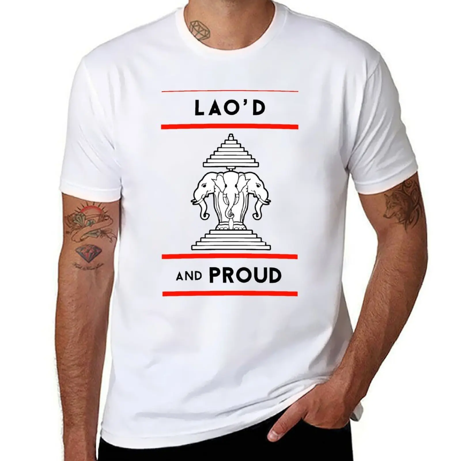 Lao’d and Proud Black Font 3 Headed Elephant T-Shirt t shirt for man man t shirt graphic T-Shirt
