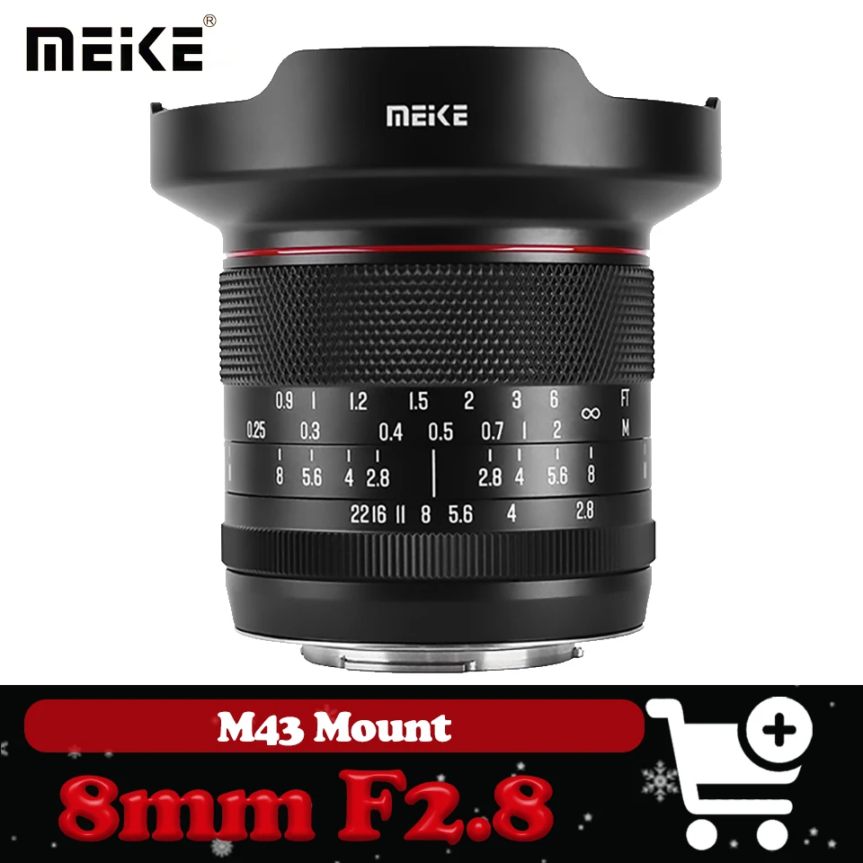 

Объектив MEKE 8mm F2.8 для макросъемки с ультрашироким углом обзора, ручной фокус, APS-C, совместим с LUMIX-GH5, Olympus OM1