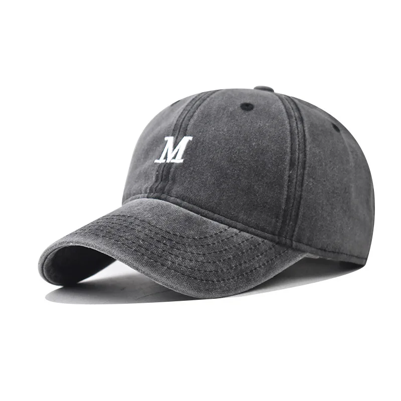 

White M Letter Print Adjustable Retro Baseball Cap Woman's Cap Distressed Fashion Snapback Caps Ideal Choice for Women & Men