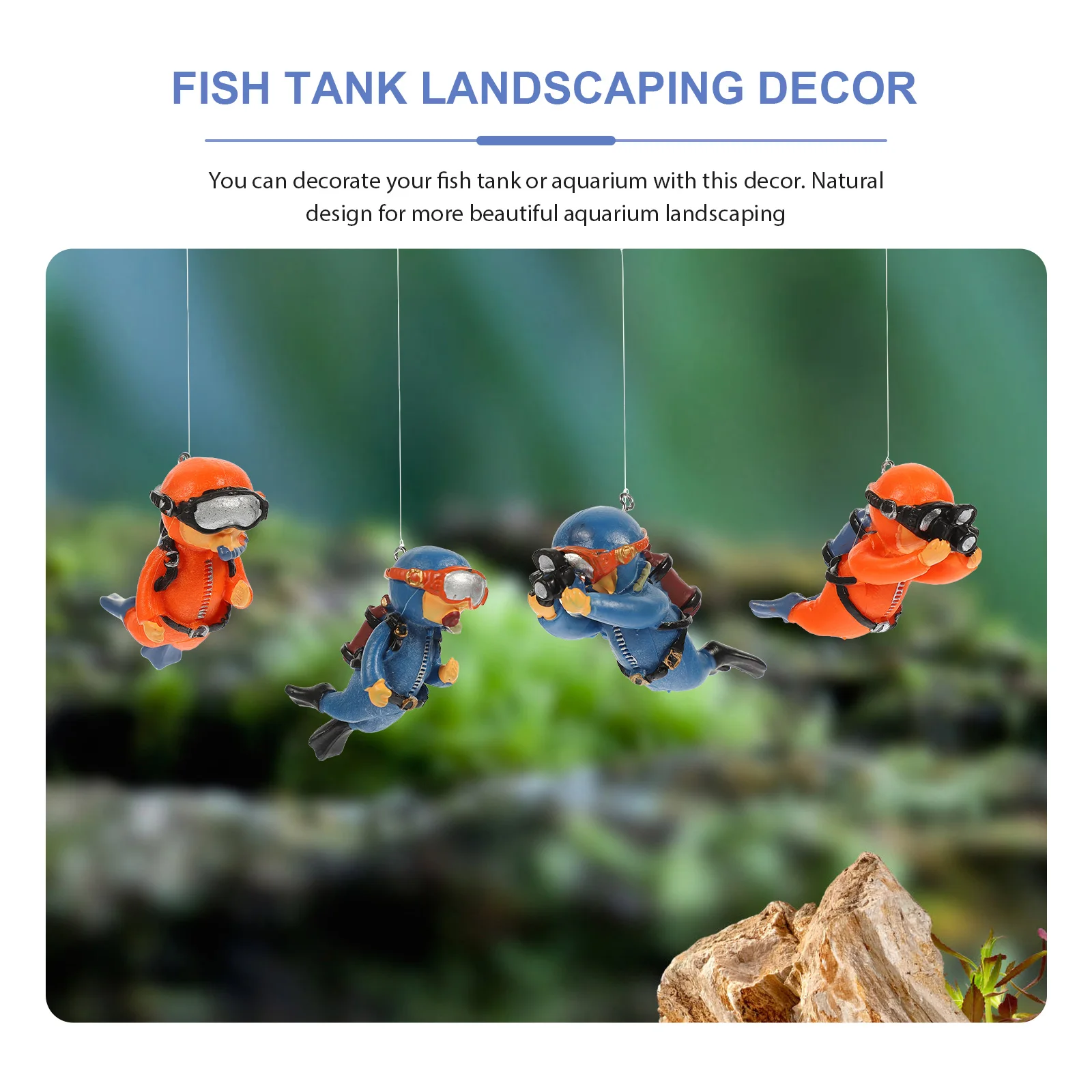 

4Pcs Floating Diver Aquarium Decoration Durable PVC Cartoon Diver Figure Adorable Fish Tank Ornament Aquarium Decor