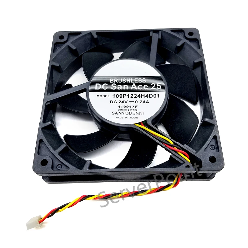 

Well Tested For San Ace 120 109P1224H4D01 24V 0.24A 120*120*25mm 12cm 3wires cooling fan