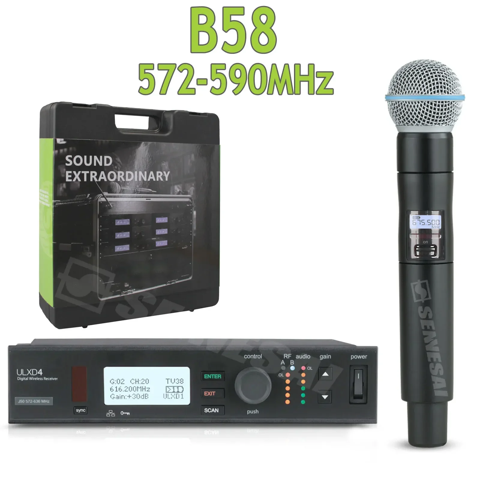 SENNESAI ULXD4 Single Channel Wireless Microphone For Stage Performance 500/600/800Mhz True Diversity System Beta58 KSM8 KSM11