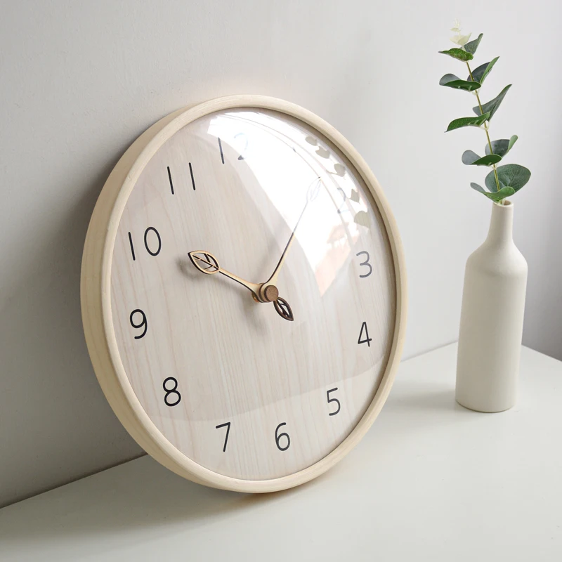 Solid wood wall clock modern minimalist living room home silent clock personality fashion creative Nordic clock