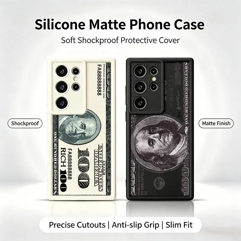 Cool 100 Dollar Bank Note Silicone Phone Case For  Samsung Galaxy S26 S25 S24 S23 S22 Ultra Plus S21 S20 FE Shockproof Cover