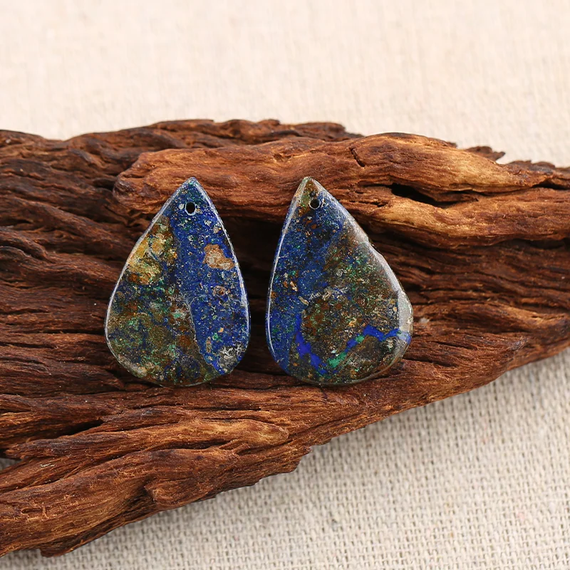 B&F Blue Azurite  Earring Beads for Jewelry Making, Handmade Natural stone beads, Stones for jewelry Making Supplies