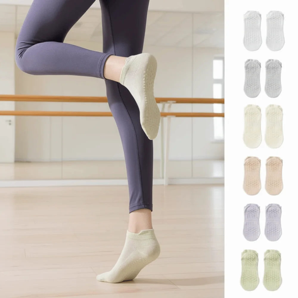 

5 пар женских носков для йоги, впитывающие пот, противоскользящие носки для фитнеса, дышащие короткие носки для тренировок босиком для девочек, спортивные чулочно-носочные изделия
