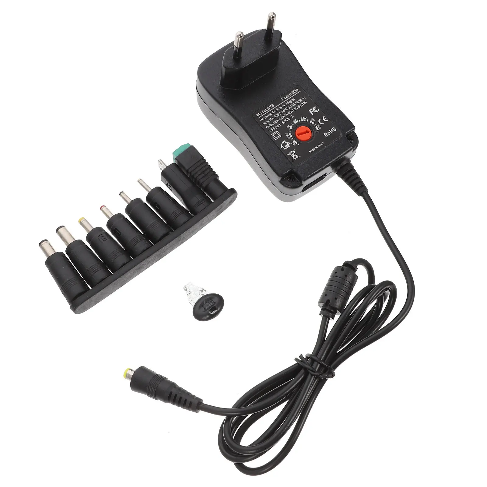 1Set Alimentatore switching regolato multi-tensione Adattatore CC Spina europea per smartphone Tablet Router Altoparlanti Strisce LED Casa