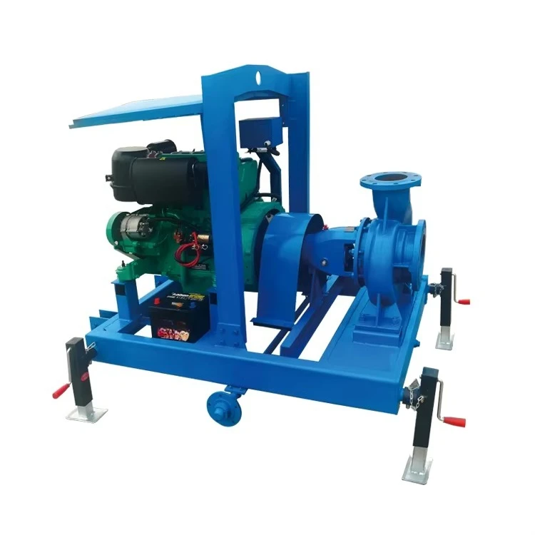 Bomba de água com motor diesel Deutz para irrigação tipo móvel centrífuga de aço fundido de 8 polegadas