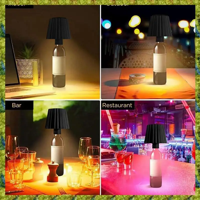 UISN مصباح زجاجة لاسلكي، 3 أضواء زجاجة يعتم ستبليس اللون، مصباح زجاجة النبيذ LED مصباح طاولة لاسلكي محمول للحانات #3