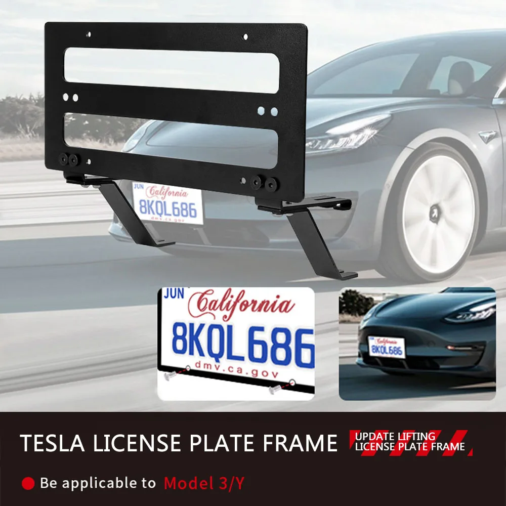 

Обновленная рамка подъемного номерного знака для Tesla Model 3 Y 2023, портативный американский стандарт Model3, модные аксессуары, внутренние детали