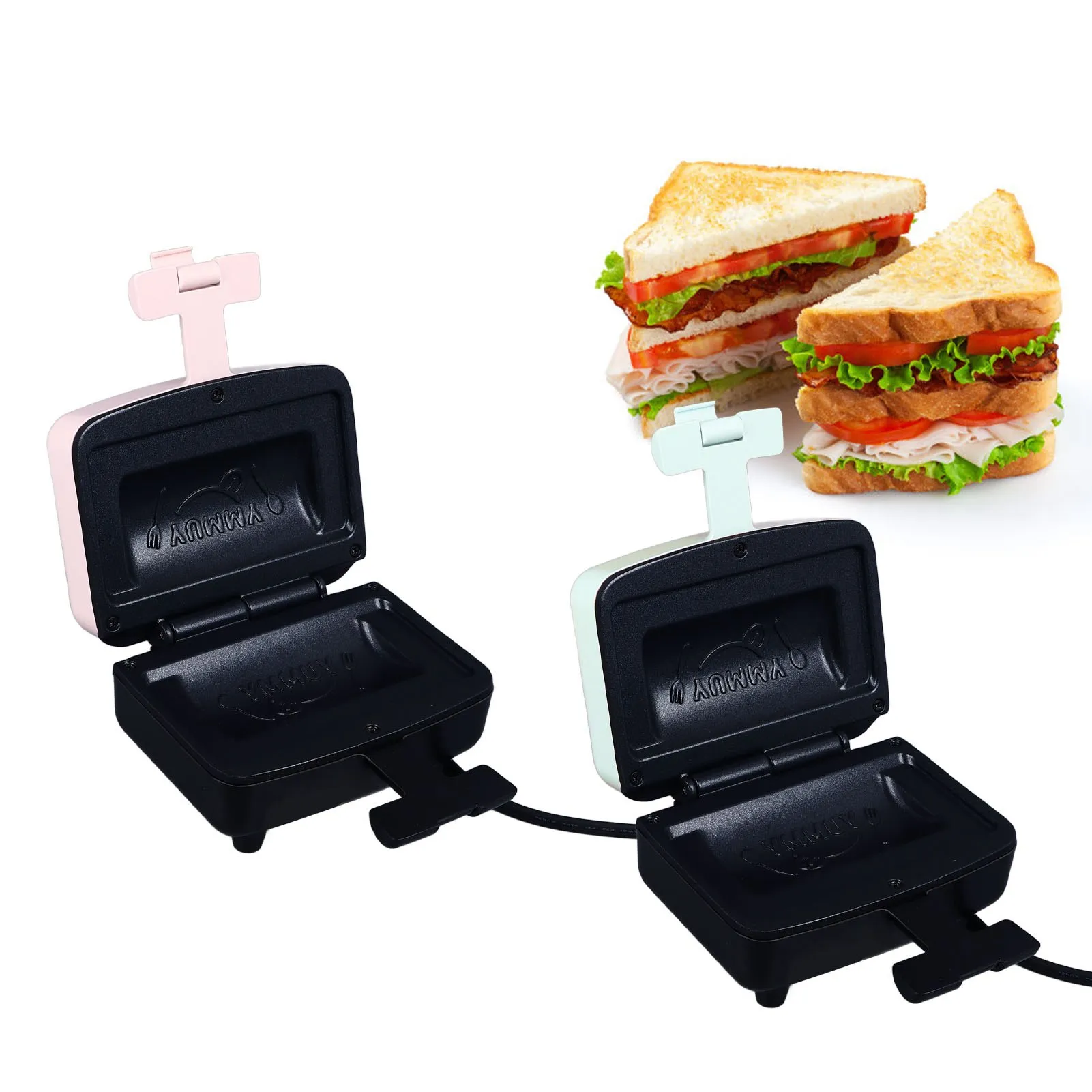 

Mini Sandwich Maker Efficient Space Saving Non Stick Breakfast Grilled Cheese Maker 300W EU Plug 220V Easy To Clean for Home