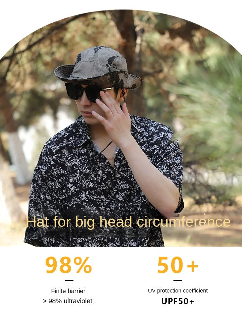 60-65 cm Xxl Großen Kopf Hut Männer Sommer Im Freien Dschungel Fischer Kappe Leichte Sonnencreme schnell trocknend Sonnenhüte heißer – Detail 3