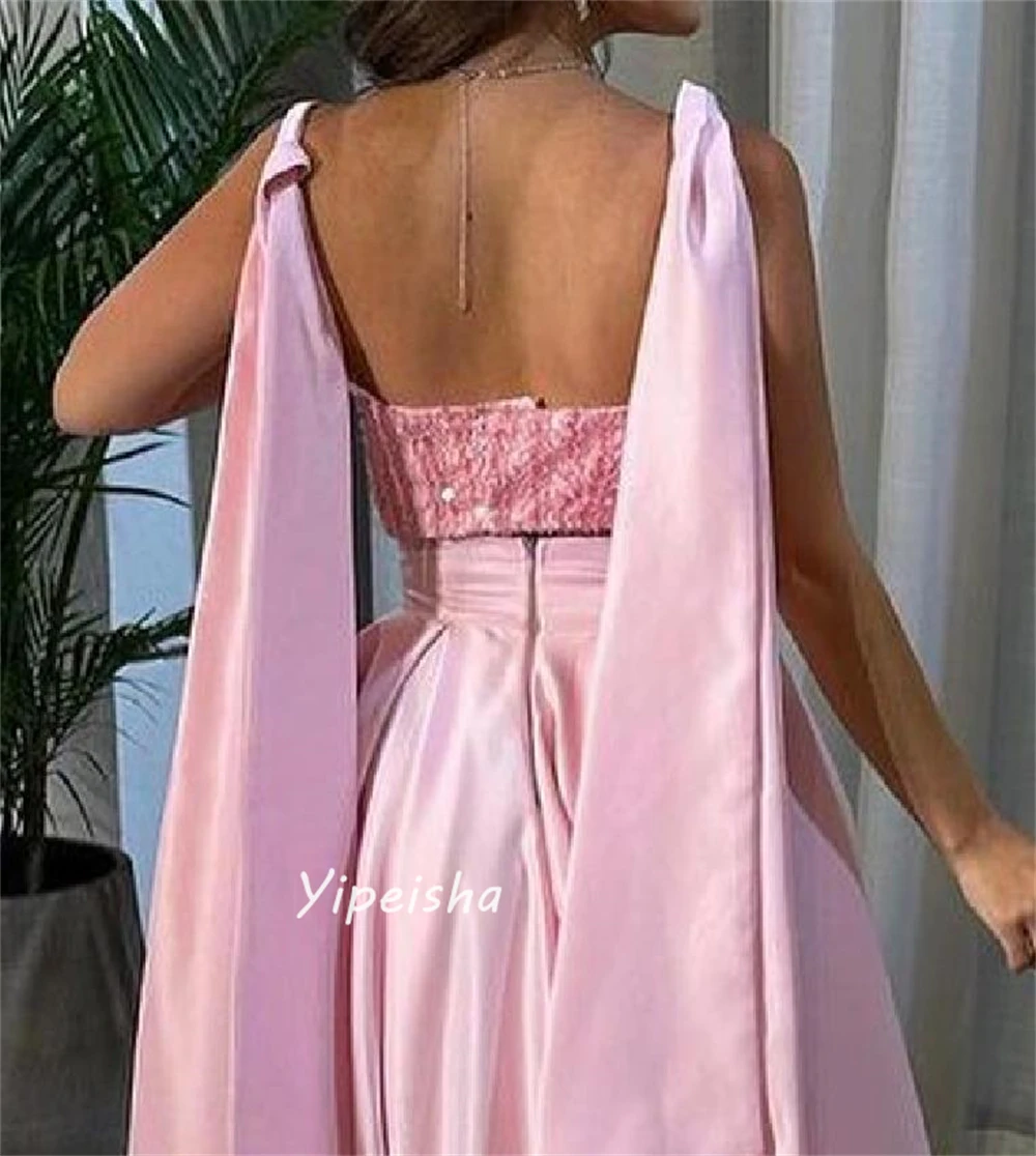 Yipeisha personalizado tamanhos elegantes disponíveis alça espaguete vestido de baile miçangas lantejoulas/lantejoulas charmeuse es