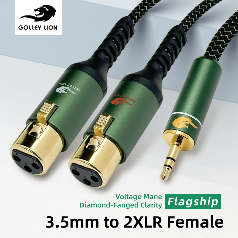 GOLLEY LION 3.5mm To Dual XLR Female Cable  Shielded Design  Studio Mic/PA/Interfaces  Xlr Cable Arc Audio Extractor