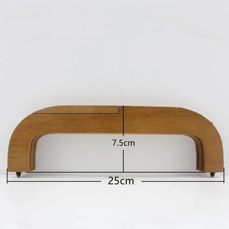 25cmx7.5 Cm Wholesale Handmade Solid Wood Material Good Quality Wooden Purse Frame Obag Handle Screws Wood Handle For Handbag