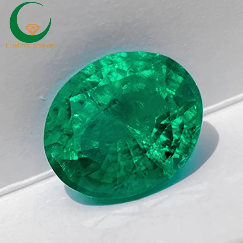 

Lab Grown Columbia Emerald Oval Cut With Cracks Inclusions Loose Stone AGL Certificate Wholesale High Quality Color Gemstone