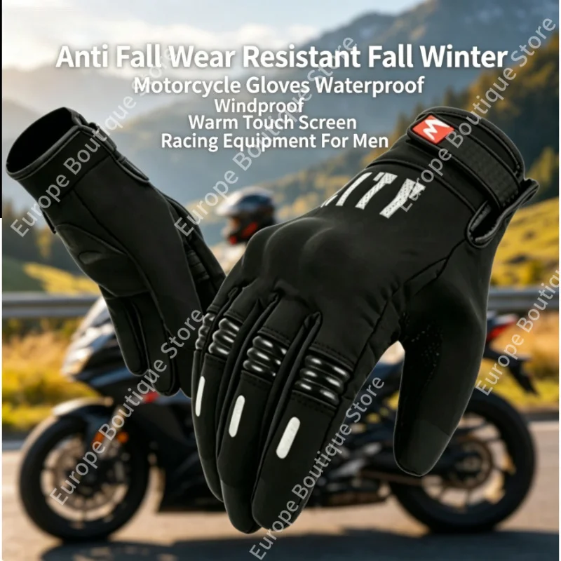 

2026 NEW Men Fall Winter Motorcycle Gloves Anti Fall Wear Resistant Waterproof Windproof Warm Touch Screen Racing Gear