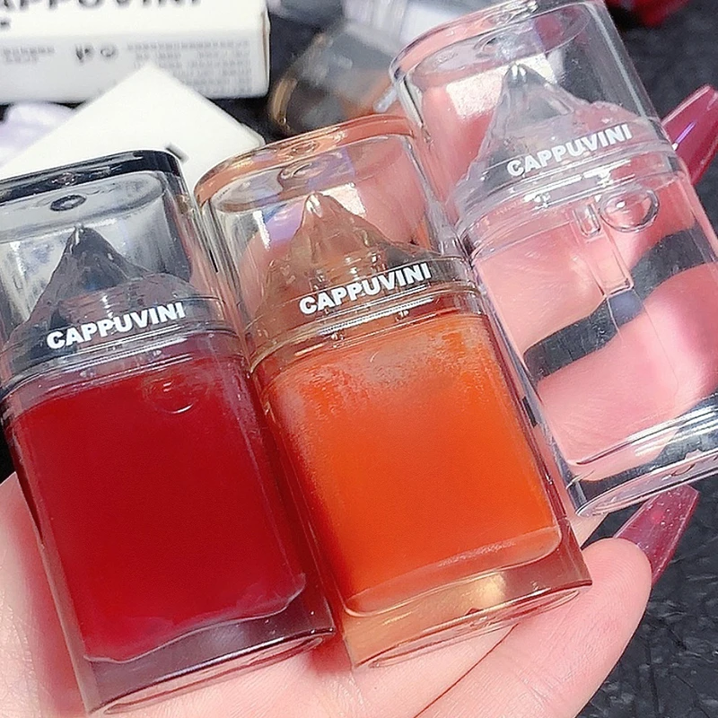 ลิปกลอสไม่มีสีติดถ้วยถ้วยน้ำกระจกไฟความชุ่มชื่น