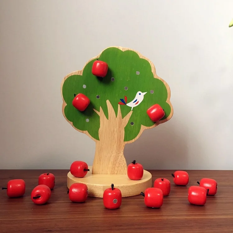 

Montessori teaching AIDS wooden magnetic apple tree baby kindergarten teaching early education educational toys