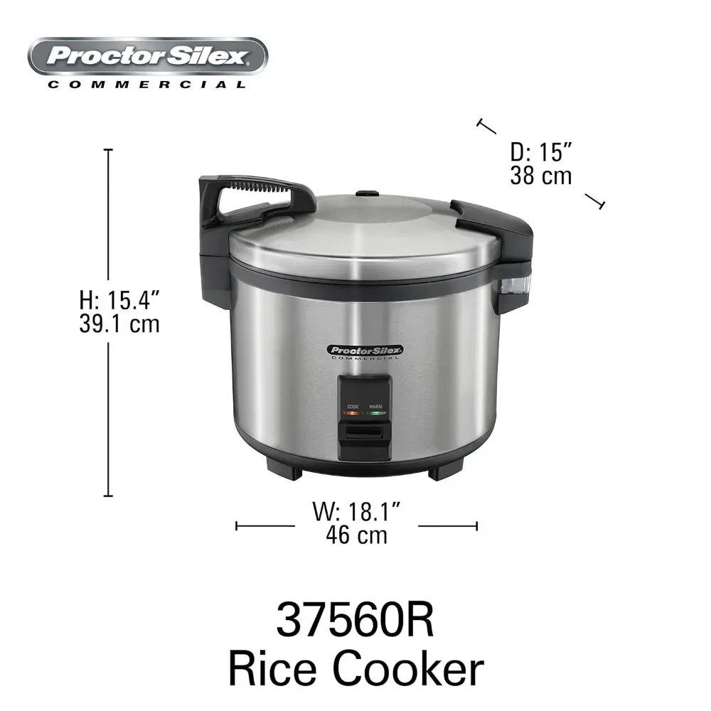 tt Commercial 37560R Rice Cooker/Warmer, 60 Cups Cooked Rice, Non-Stick Pot, Hinged Lid