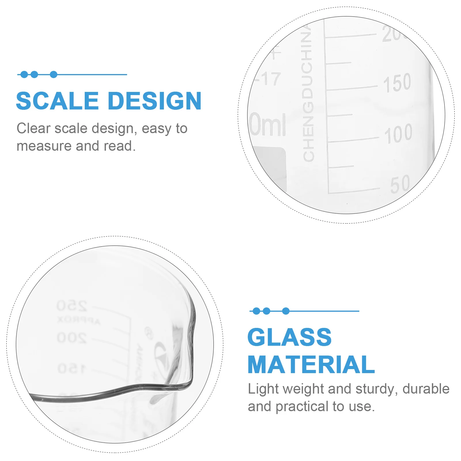 

4Pcs High Grade Glass Beakers Heat Resistant Spout Design Clear Scale for Laboratory Experiments Glass Beakers