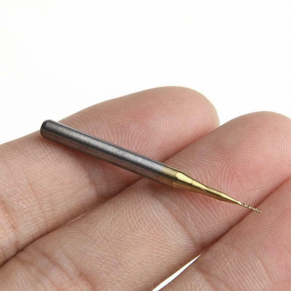 10Pcs Coat Carbide Milling Cutter 3.175x0.5mm End Mill Engraving Bits CNC Cutters Set Plating CNC Metalworking