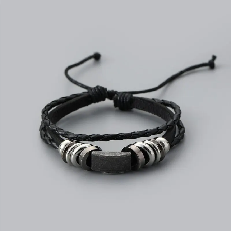 1pcs Braided Rope Bracelet For Men And Women Vintage Style Hand Woven Simple Leather Hand Jewelry