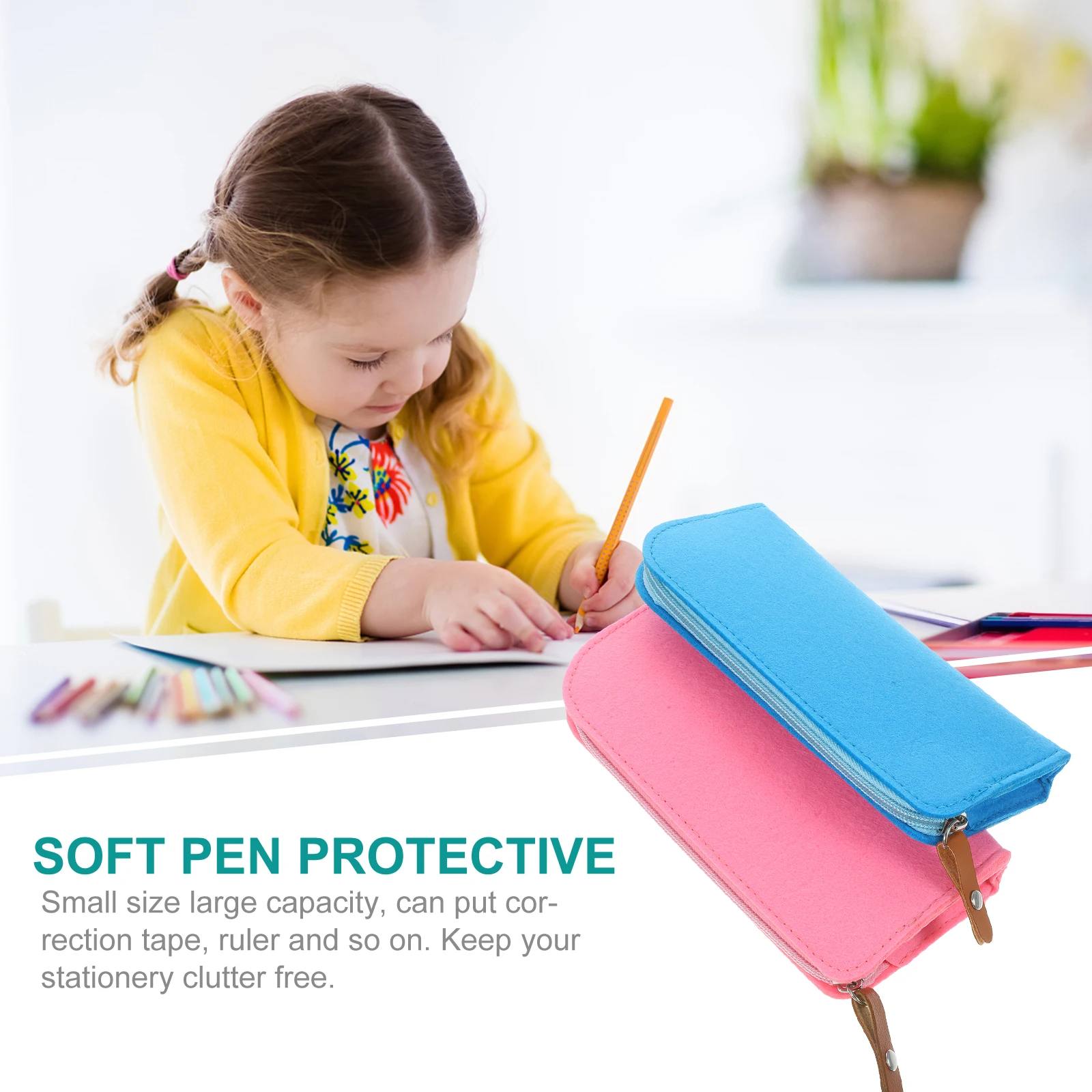 

4 Pcs Felt Stationery Bag Lightweight Pencil Case ganizer Large Capacity Storage For Students