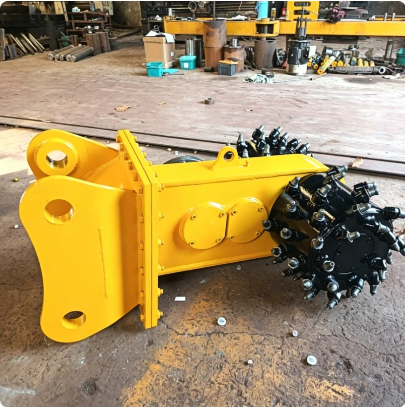 Hydraulic Drum Cutter for Excavator Rock Concrete Grinder Tool Rotary Milling Head for 15-35 Ton Digger High Torque Machine