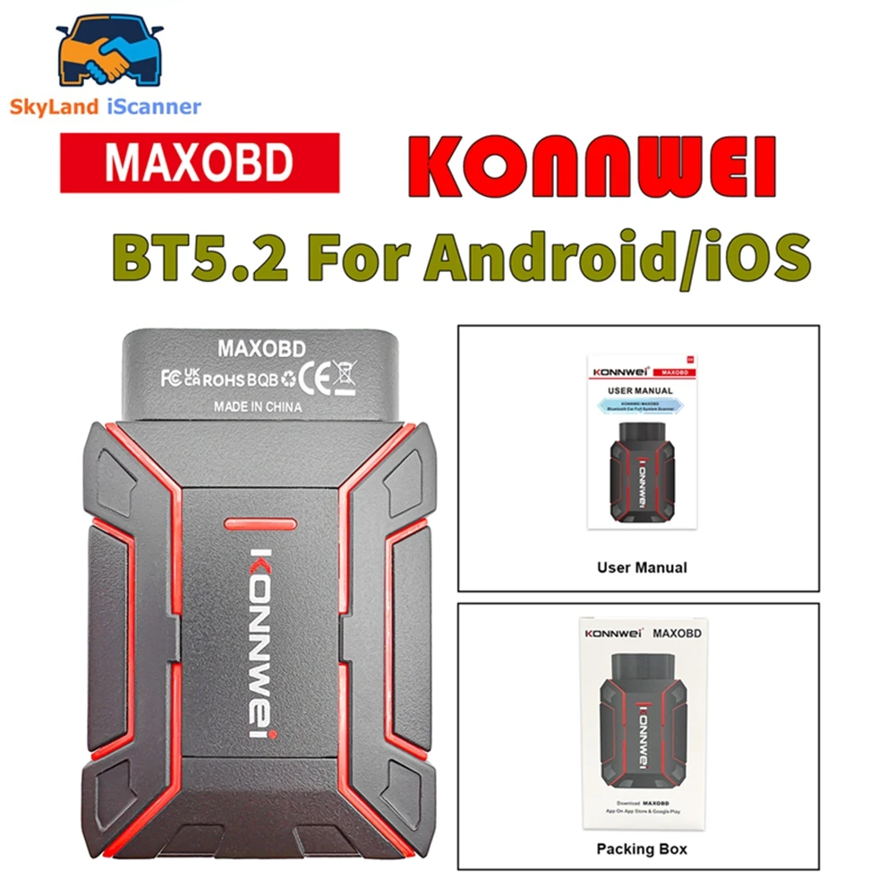 2026 New KONNWEI MAXOBD Full System OBD2 Scanner BT 5.2 Car Diagnostic Tool for Engine/Transmission/ABS/Airbag Code Reader