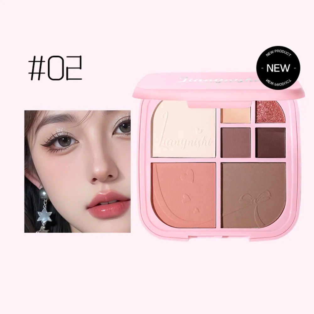 

Fashion Brighten Eye Shadow Cosmetics Shading Powder Blush Highlighting Powder Disc Long Lasting Art 7 Color Face Palette Girls