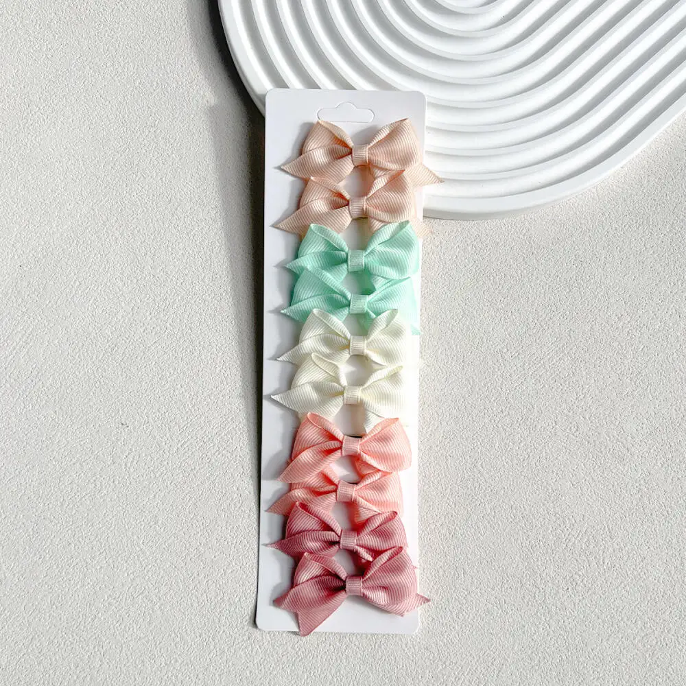 10Pcs/Set New Cute Solid Ribbon Bowknot Hair Clips for Baby Girls Handmade Bows Hairpin Barrettes Headwear Kids Hair Accessories