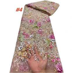 African Sequins Lace Fabric 2024 High Quality Groom Embroidery Nigerian French Tulle Lace Material For Wedding Dresses Material