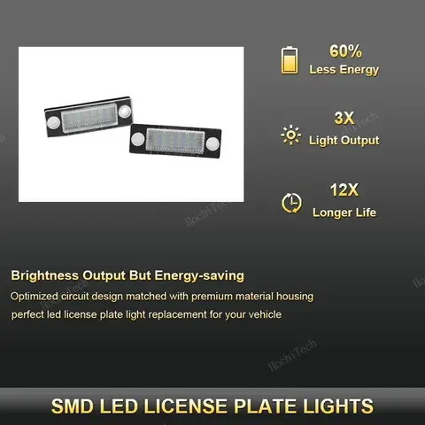 Passat B6 वेरिएंट B5 VW गोल्फ MK5 प्लस कैडी Touran Jetta VI ट्रांसपोर्टर T5 के लिए 2PCS LED लाइसेंस नंबर प्लेट लाइट लैंप 8 best sales वीडब्ल्यू टूरन सहायक उपकरण - №5