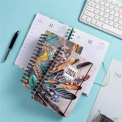 Colored Feathers 365 Day Calendar Planner Daily Planning Notebook 2024 Agenda Schedule Notebooks for School Office Journaling