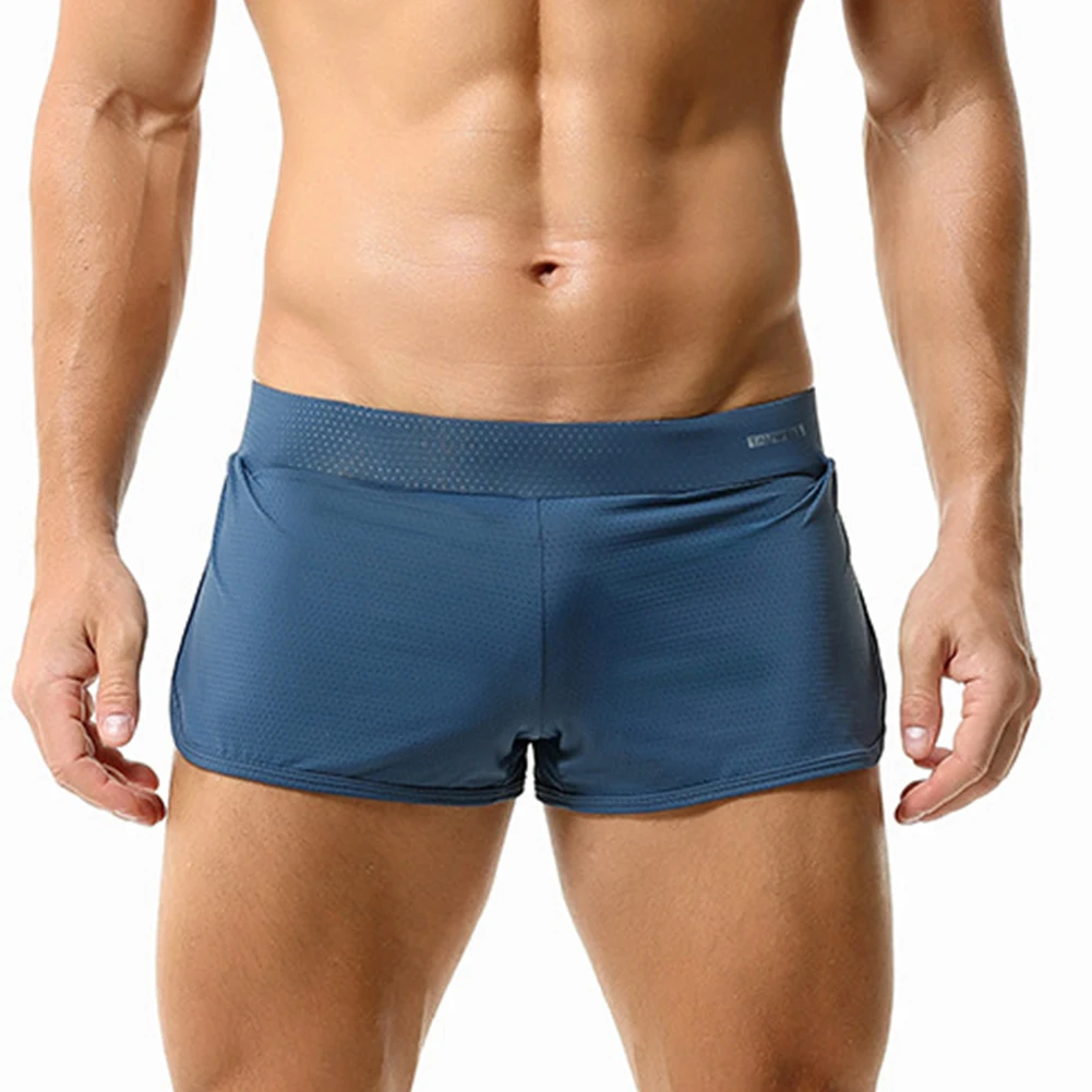 Boxers sexis de malla sedosa para hombre, pantalones cortos con abertura lateral, ropa interior cómoda para hombre, bragas elásticas de tiro bajo, lencería
