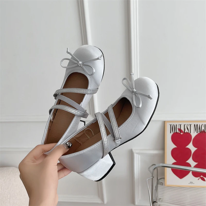 New Spring Autumn Mary Jane Shoes Fashion Shallow Round Toe Mid Heel Shoes Ladies Elegant Outdoor Single Pumps Shoes for Women