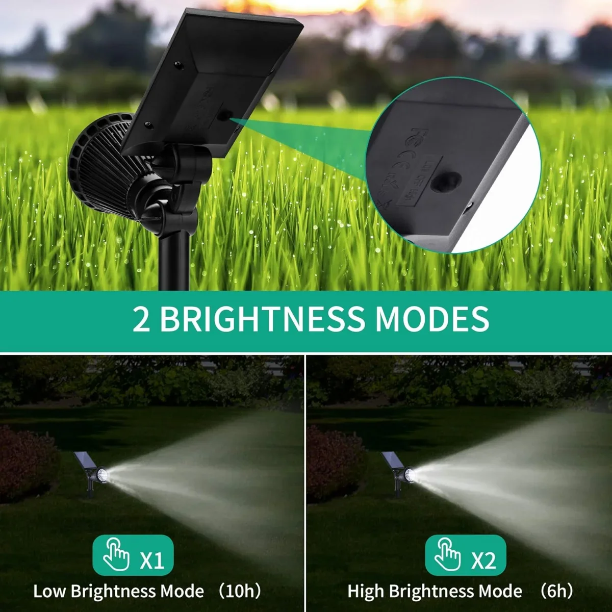 2PCS Solar Spot Light 2-in-1 Solar Lights Outdoor Waterproof Solar Powered Landscape Spotlights