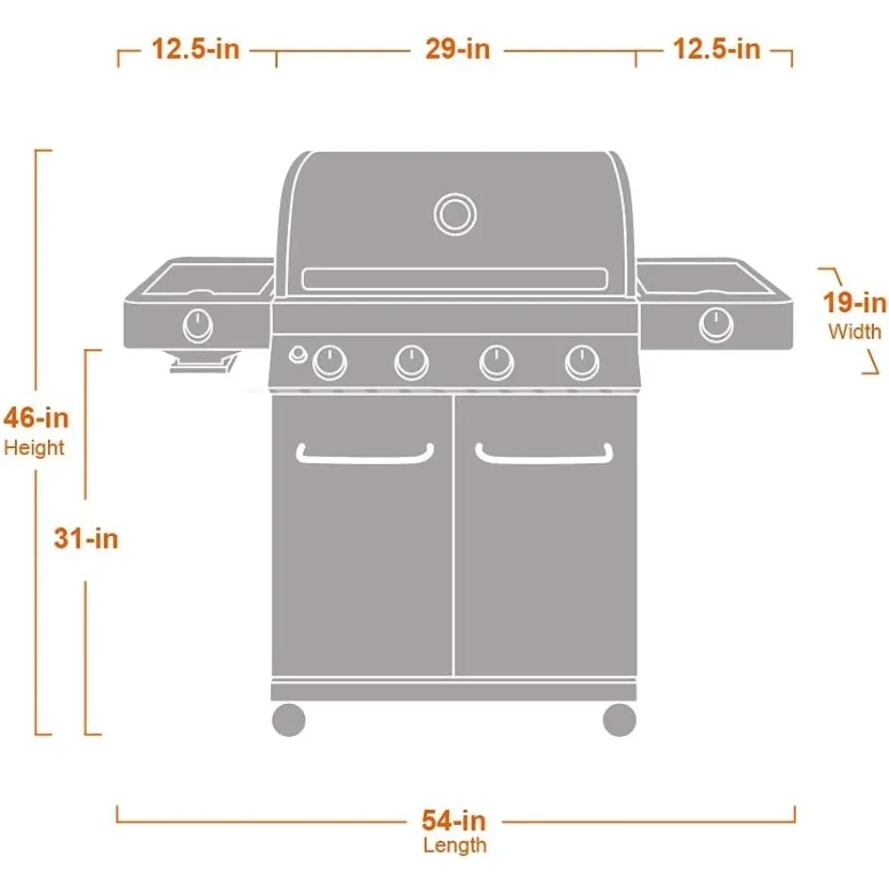 Grills Larger 4-Burner Propane Gas Grills Stainless Steel Cabinet Style with Side & Side Sear Burners, Built in Thermometer