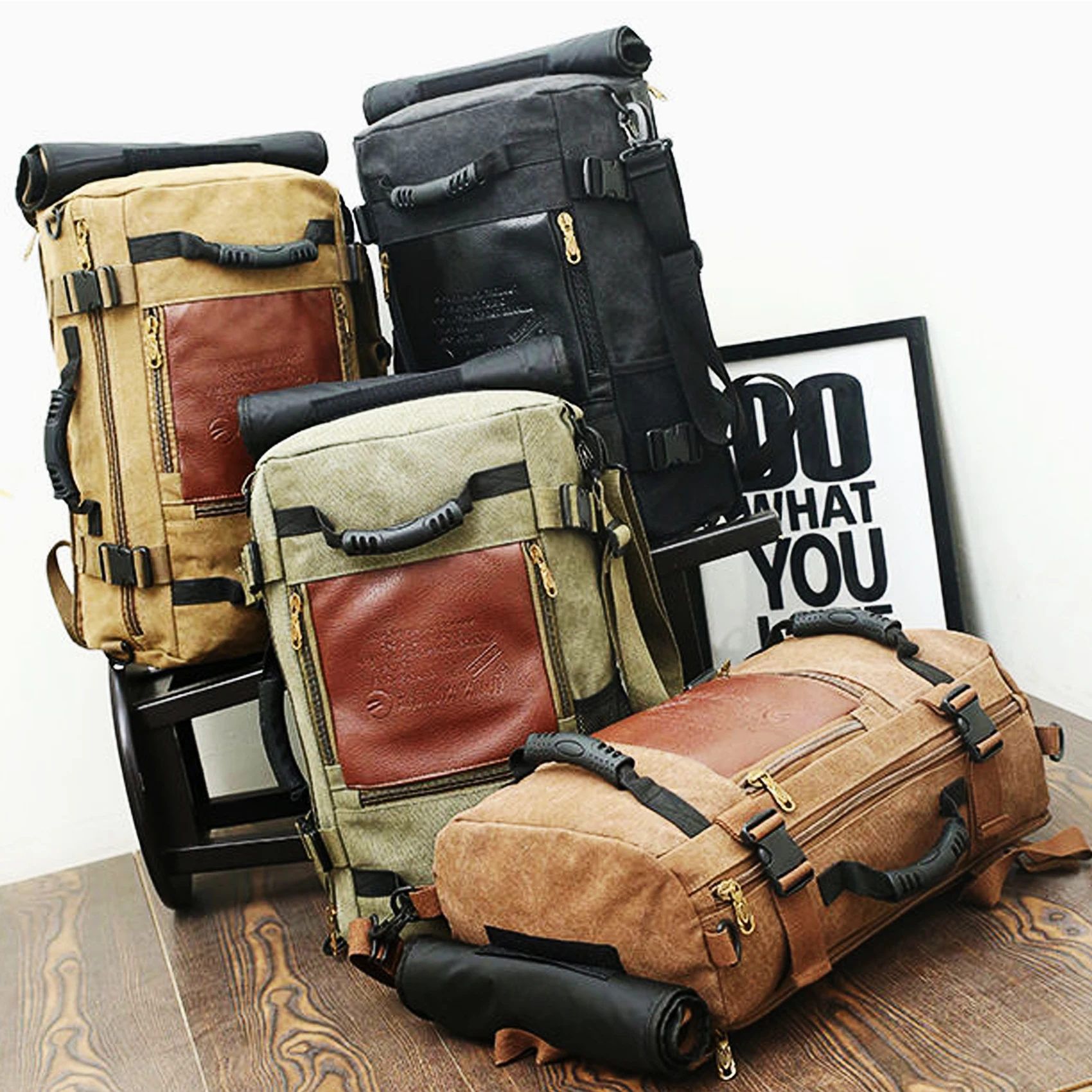 Men Backpack Large Capacity Portable Convenient Canvas Travel Luggage Handbag Multifunctional Outdoor Fashion Male Tote Bag