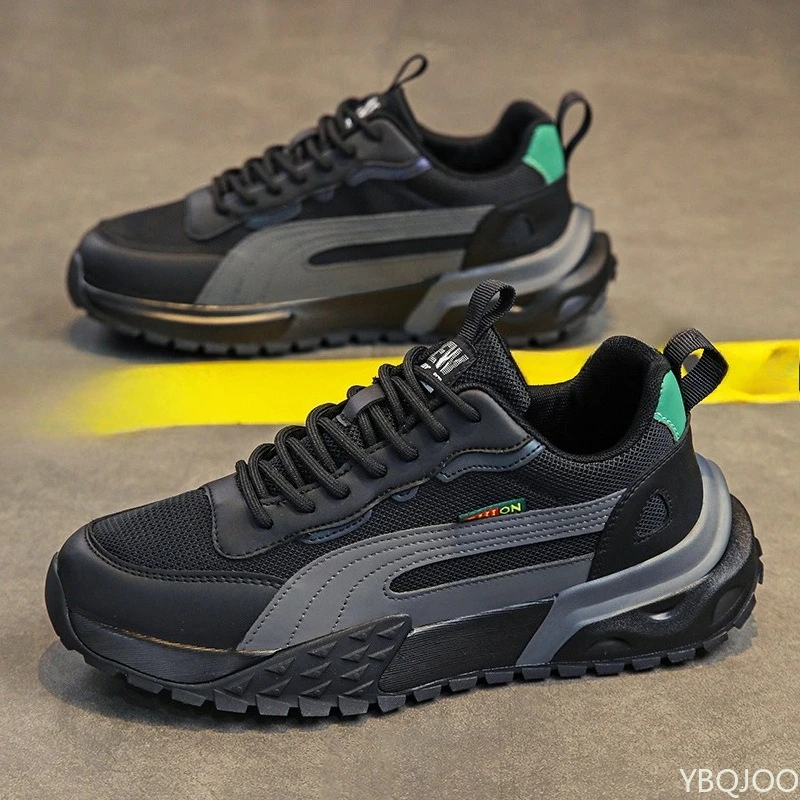 新しい春と秋のメンズメッシュカジュアル快適なスニーカー通気性のある軽量ランニングシューズファッショナブルな多用途メンズシューズ