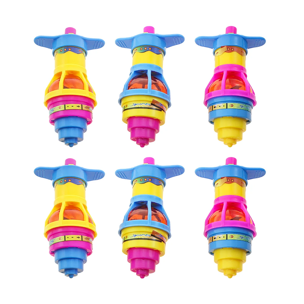 

6 pcs Luminous Plastic Children Rotating Kid Manual Educational Tire Shape Gyro For Kids Party Favors Cognitive Plaything