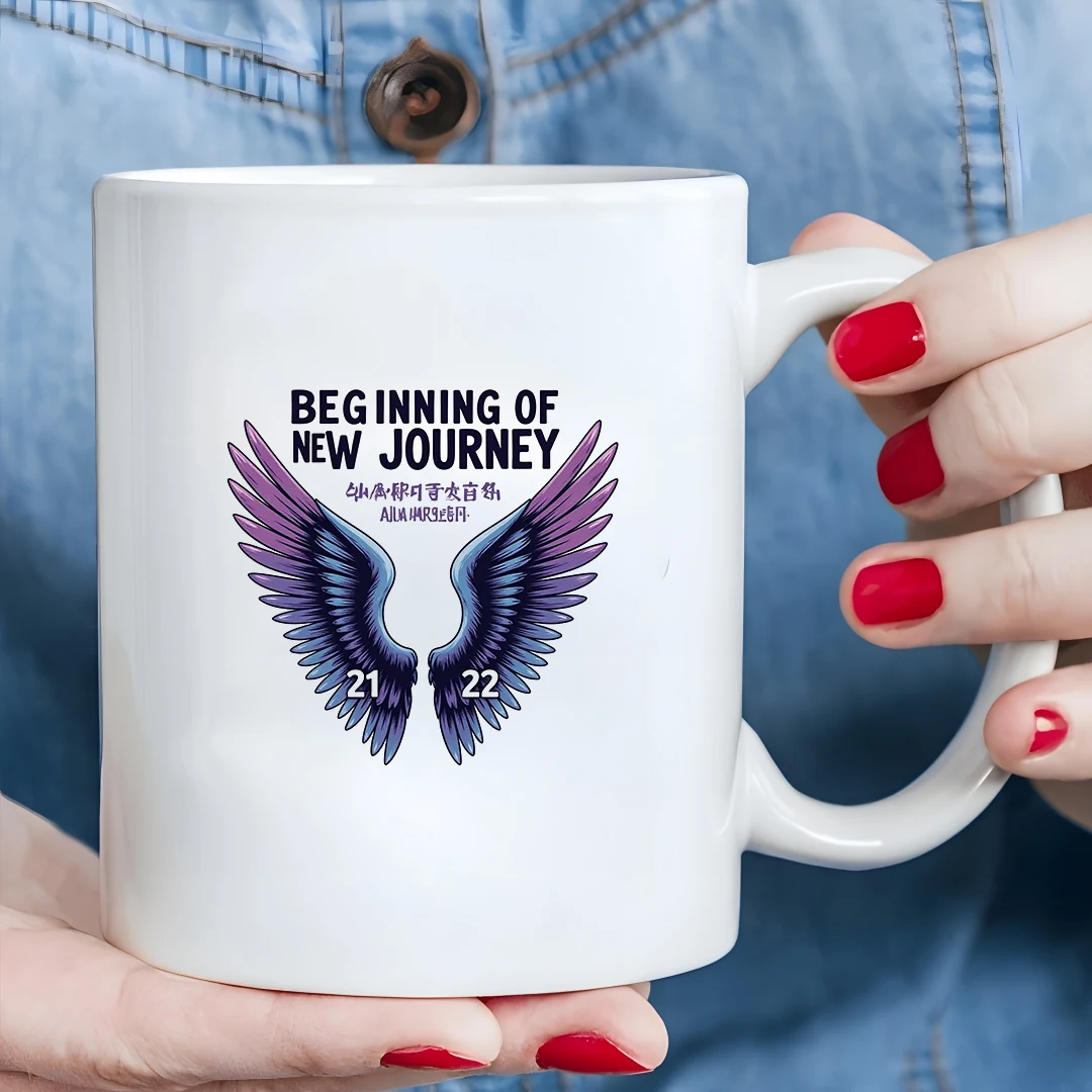 

11oz Cup + Wings Design BEGINNING OF A NEW JOURNEY New Year's Journey Cup Christmas Gift Family Office Cup