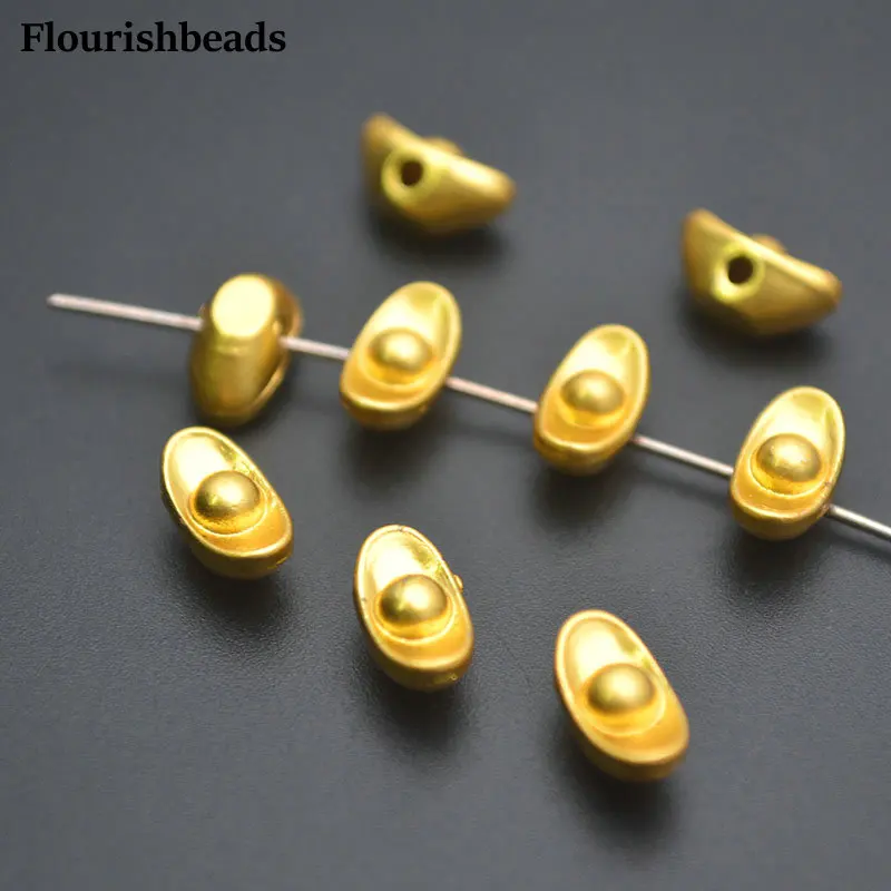 30pcs Gold Ingot Shape Metal Spacer Beads For Bracelet Necklace making