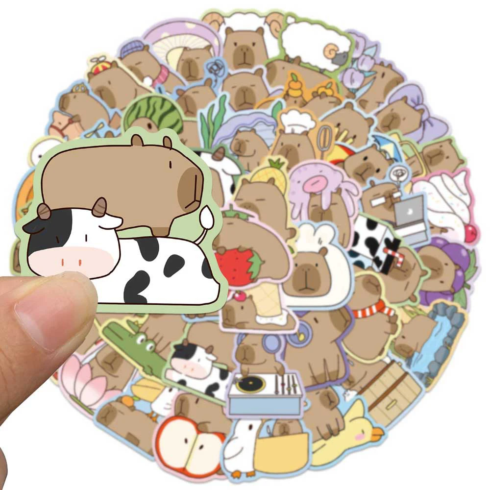 10/30/50 قطعة لطيف مضحك الكرتون كابيبارا الكتابة على الجدران ملصقات Kawaii الشارات المحمول الهاتف الثلاجة الأمتعة سجل القصاصات لاصقة تزيين