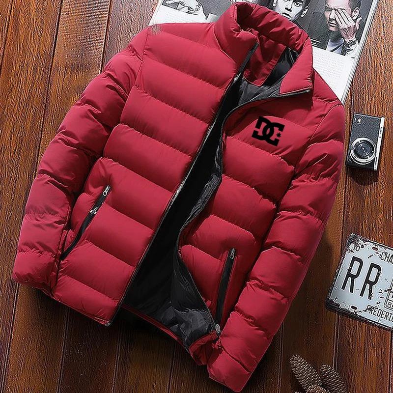 سترات قصيرة مبطنة بالقطن دافئة بسحاب للرجال في الخريف والشتاء، وسترات كاجوال سميكة للرجال مع حرف p مقاومة للرياح #2