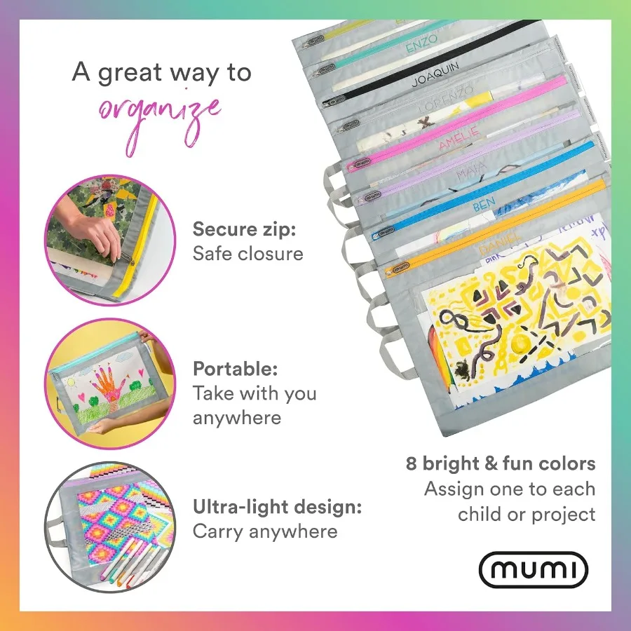 Organizador de proyectos grande de 19,5 x 14 para adultos, estuche de cartera de arte duradero con almacenamiento espacioso para carteles, álbum de recortes Scho