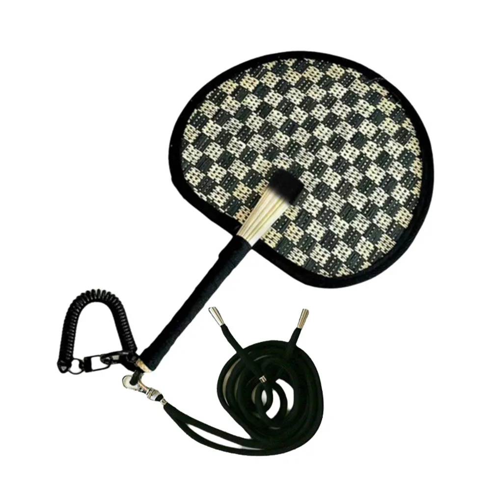 Vibrant Colors Handwoven Fan Round Handmade Hand Cranked Fan with Adjustable Rope with Elastic Lanyard Cute Woven Fan Outdoor