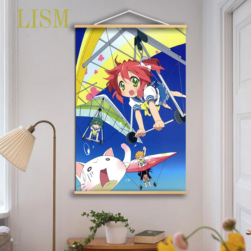 Lucky Star^Izumi Konata Anime Poster Scroll Game Poster Fashion Home Decor Art Canvas with Solid Wood